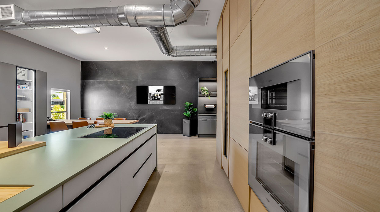Cabinet showroom with a kitchen vignette