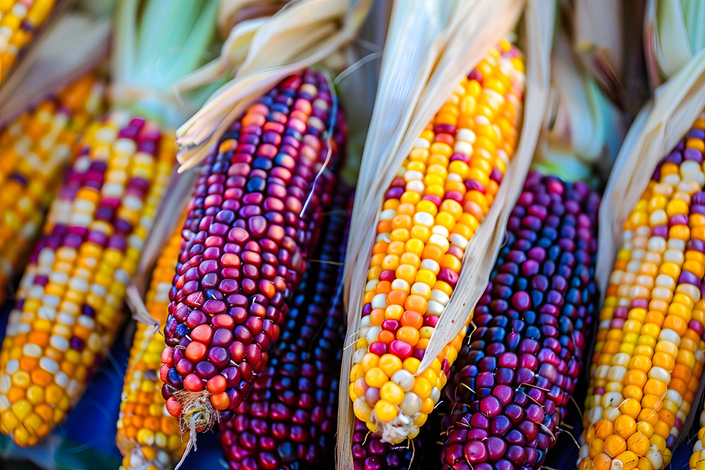 Colorful little gem corn cobs