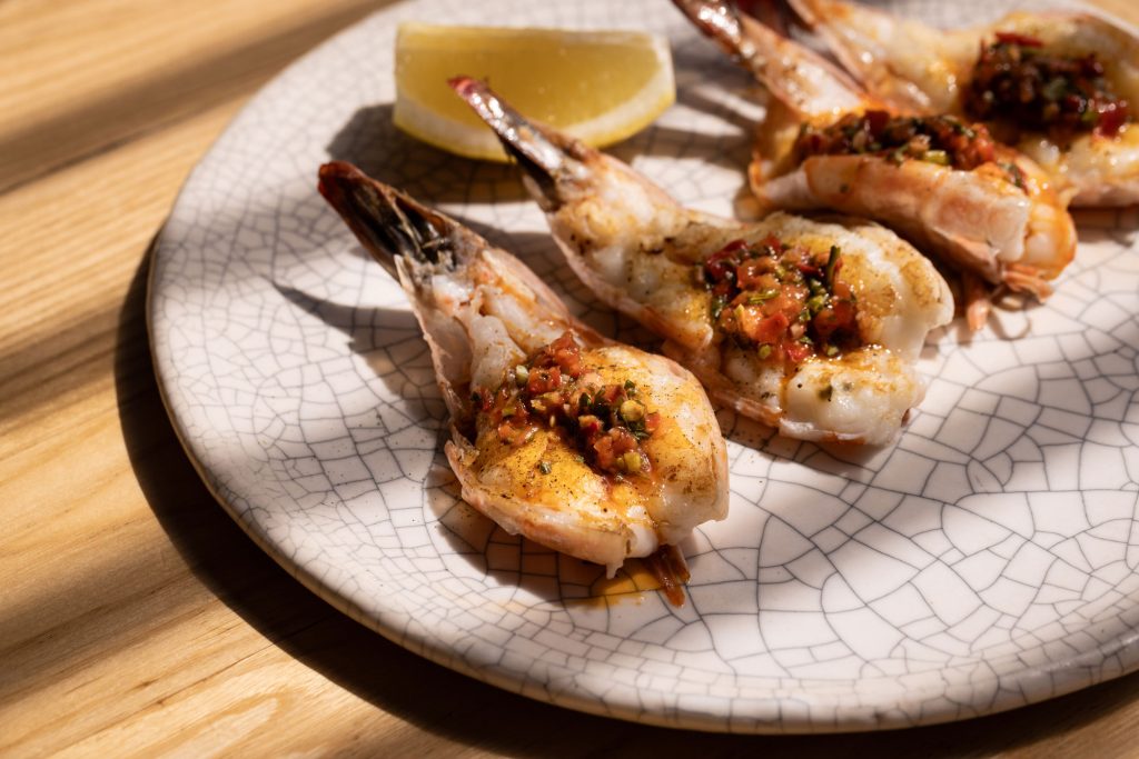 Plate of butterflied shrimp