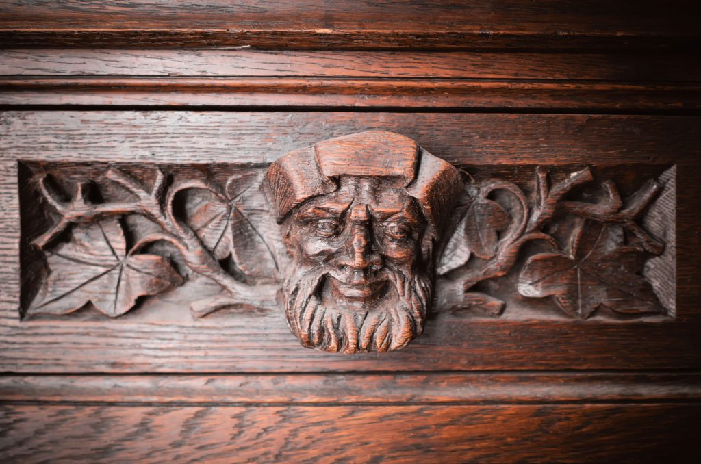 Detail on an antique wood armoire