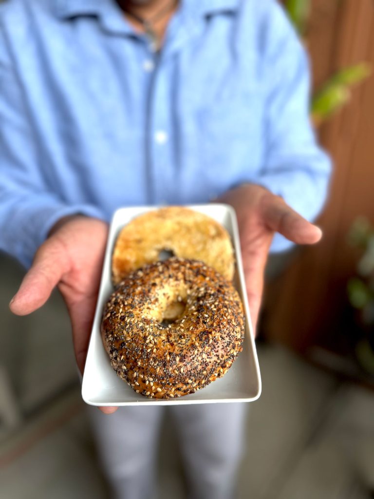 Bagels on a platter