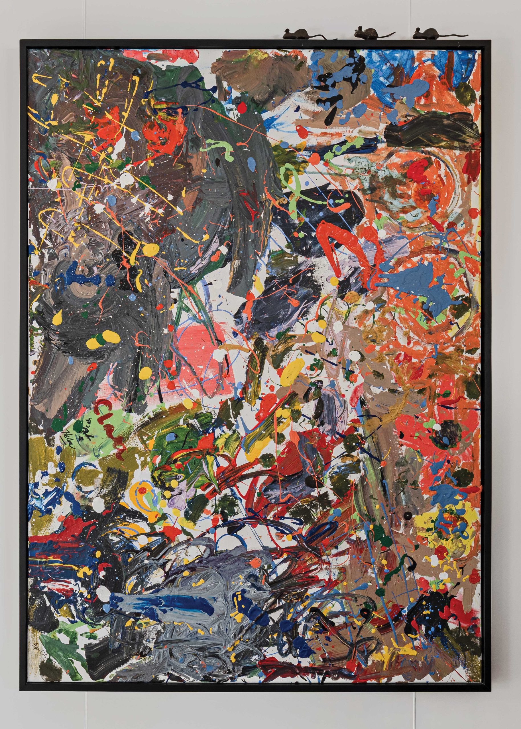 Helen created this painting with her granddaughters when they were ages 2 and 4. It is titled “Paintbrush One” because one of the girls left a paintbrush to dry onto the canvas. The large colorful artwork played an important role in Burnette’s remodel plan. “You will hate me if I change the location of that painting,” he told the couple.